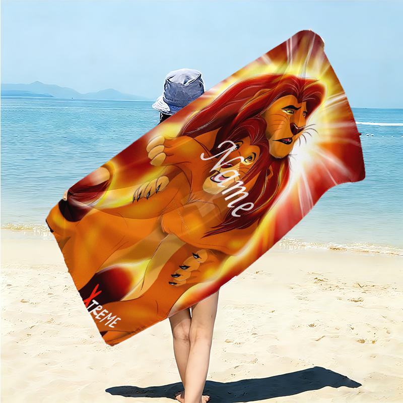 Personalized Lion Sunset Majesty Beach Towel Microfiber Beach Towel Thin Absorbent for Beach Swimming Yoga Bath Sports. 0910231