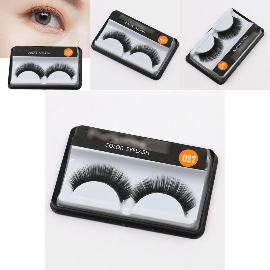 027 Natural Long False Eyelashes Bulk Wholesale 2000 Pairs Handmade Cotton Stem Fake Eyelashes