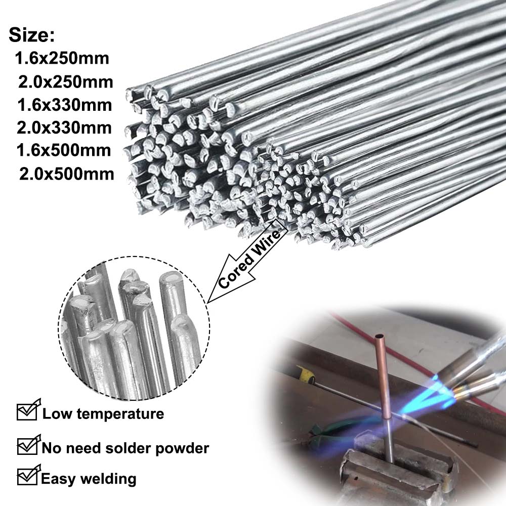 5-10Pcs Low Temperature Easy Melt Aluminum Universal Welding Rod Cored Wire Rod Solder No Need Solder Powder Weld Bar for Propane Torch