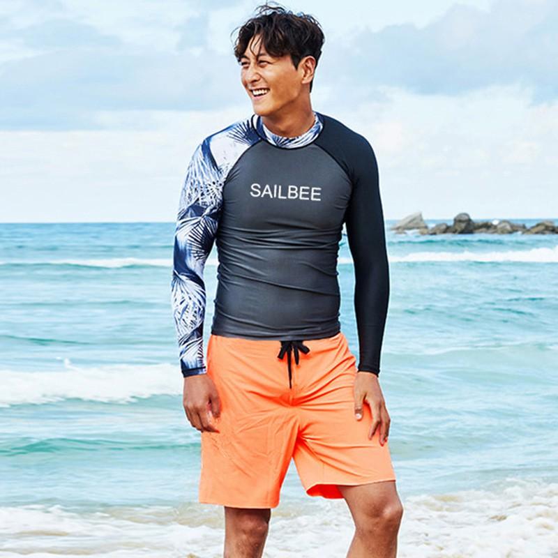 Mens Long Sleeve UPF 50 Rash Guard Top With Matching Swim Shorts Pants Set Snorkeling Surfing Swimming