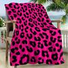 1pc Rose-red Flannel Blanket with Black Leopard Print On One Side Suitable for Sofas Beds Offices Travel and Outdoor Camping. All-