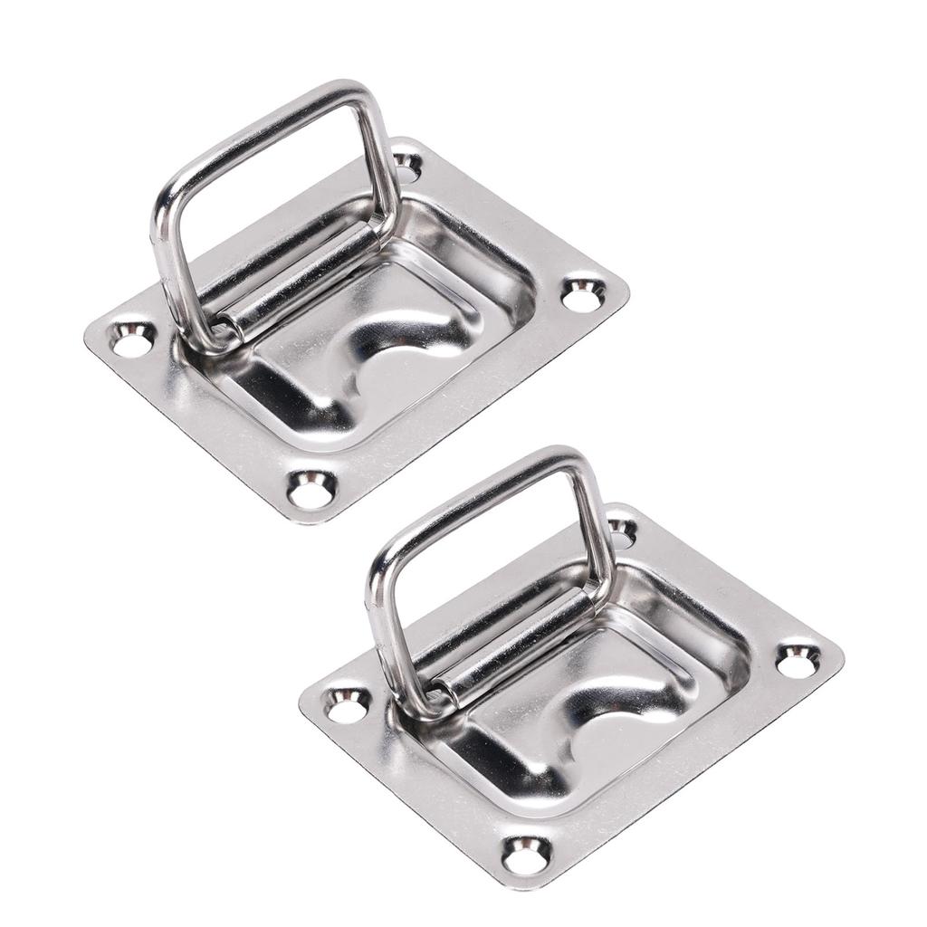 2 Pcs Recessed Hatch Pull Handle 316 Stainless Steel Flush Mount Ring Pull Handle for Boats Yachts