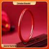 Natural Cinnabar Jingle Bracelet - Thin Round Bar Design