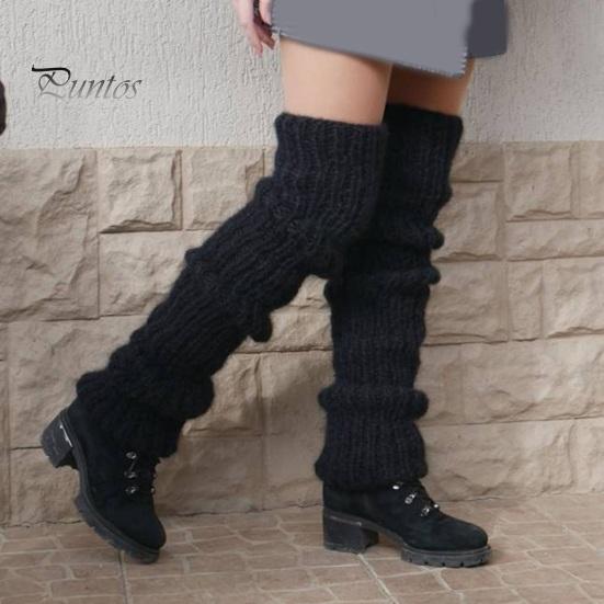 1 Pair Winter Calf Socks Cozy Thick Knitted Solid Color Anti-slip Warm Pile Socks Leg Warmers JK Boots Stocking Lolita Boot Covers Foot Warming Covers