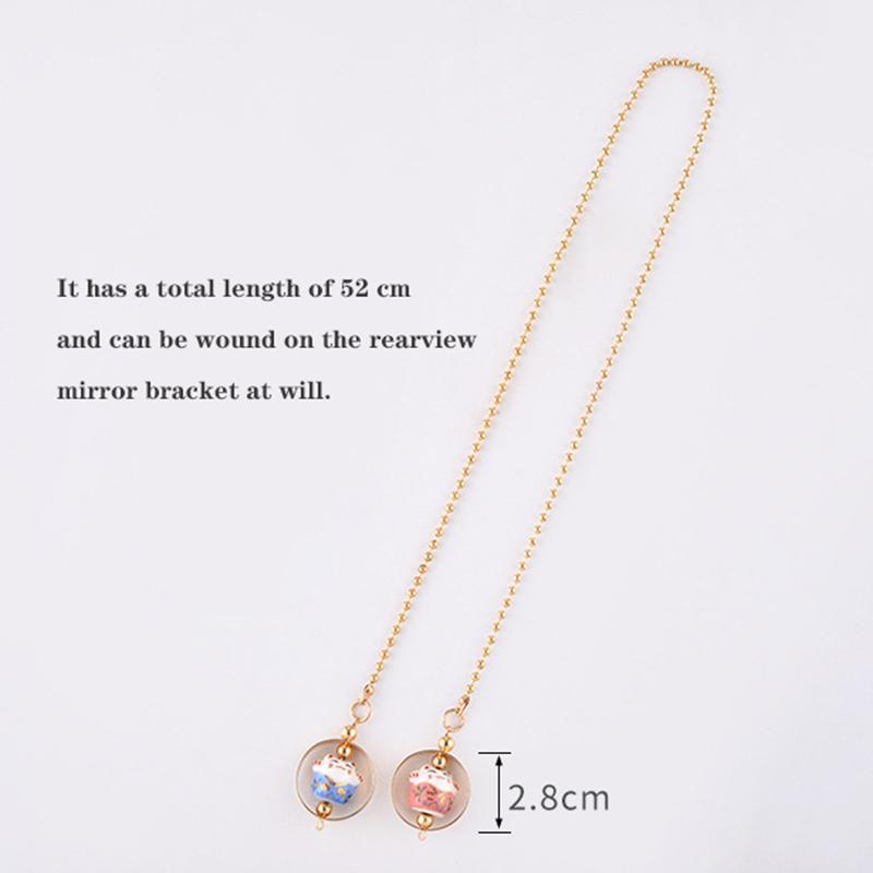 Car Pendant Lucky Cat Car Rearview Mirror Decoration Ceramics Alloy Hanging Ornaments Gift Auto Mirror Accessories for Girls