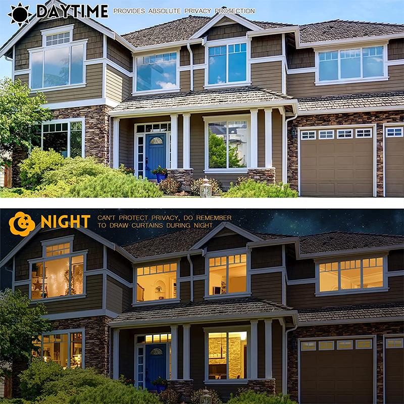 Window Film One Way Mirror Film Daytime Privacy Static Non-Adhesive Decorative Heat Control Anti UV Window Tint Home and Office