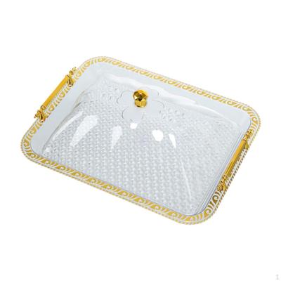 Fruit Snack Plate Bathroom Tray with Handle and Lid Dustproof Perfume Waterproof Rectangle