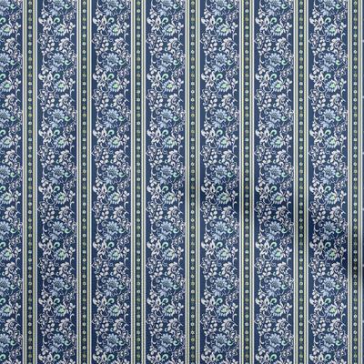 Cotton Flex Blue Fabric Damask Craft Projects Decor Fabric Printed By The Yard 40 Inch