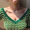 Gold Heart Letter Coin Necklace - Retro European American Style for Women