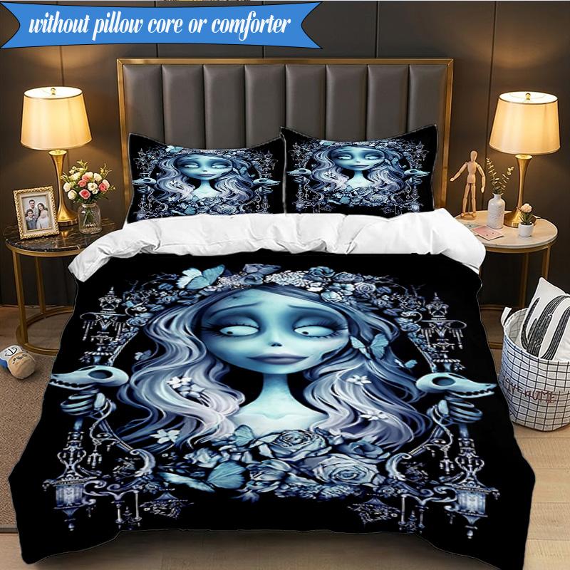 Gotische Leichenschönheit In Bloom 3-teiliges K-Pop Musikgruppen-Bettwäscheset, Ideal für Schlafzimmer, Wohnheim, Inklusive Bettbezug und 2 Kissenbezügen, Fan-Geschenke