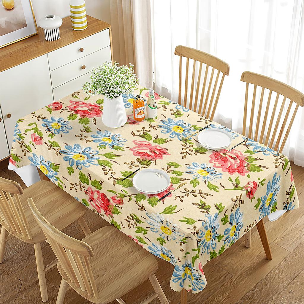 Pop Corn Nappe Rectangulaire 140x240 Cm Nappe Imperméable Pour Decoration Salle à Manger Cuisine Jardin Picnic, Nappe De Table Anti-Taches Pour Maison Table De Cuisine