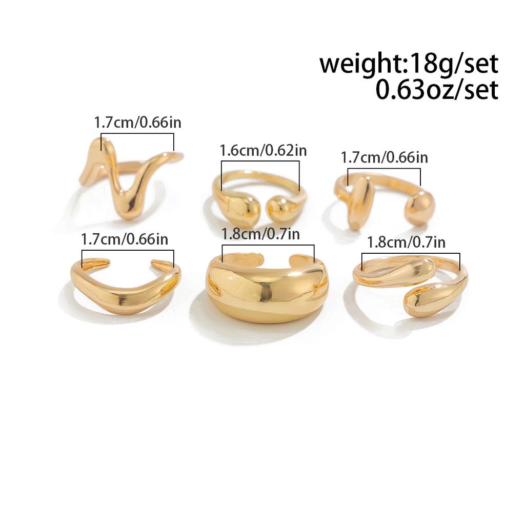 Vintage Smooth Adjustable Joint Open Rings for Women Exaggerated Gold Color Geometric Finger Rings Hip Hop Daily Jewelry Gift New