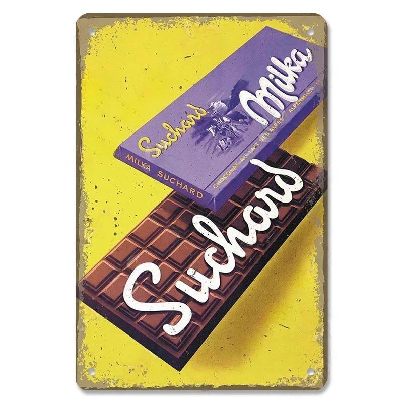 Vintage Candy Chocolate Metal Plates Cream Milk Chocolate Poster Metal Plaque Tin Sign For Kitchen Cafe Dining Room Wall Deco