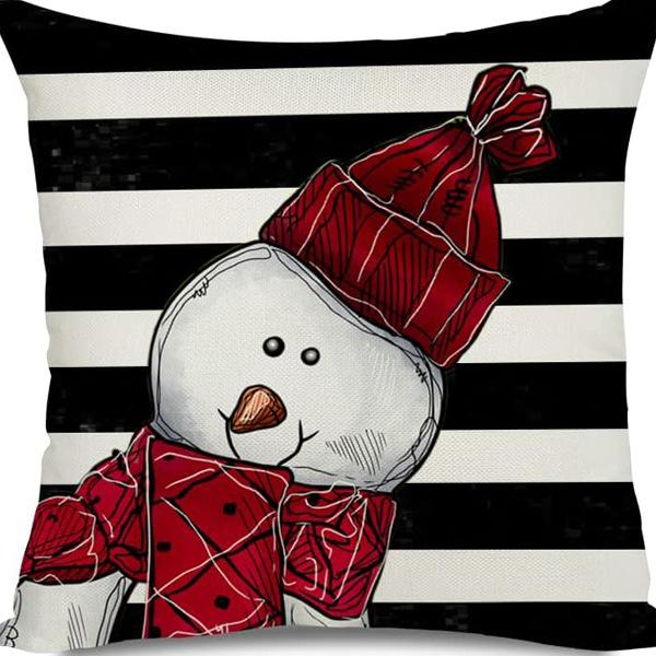 

Рождественский набор из 4 подушек Подушка для дивана Рождественская наволочка Подушка Лен Зимняя подушка 45 * 45Cm [without core]