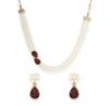 Women's Red Stone Studded Pearl Kundan Necklace Set
