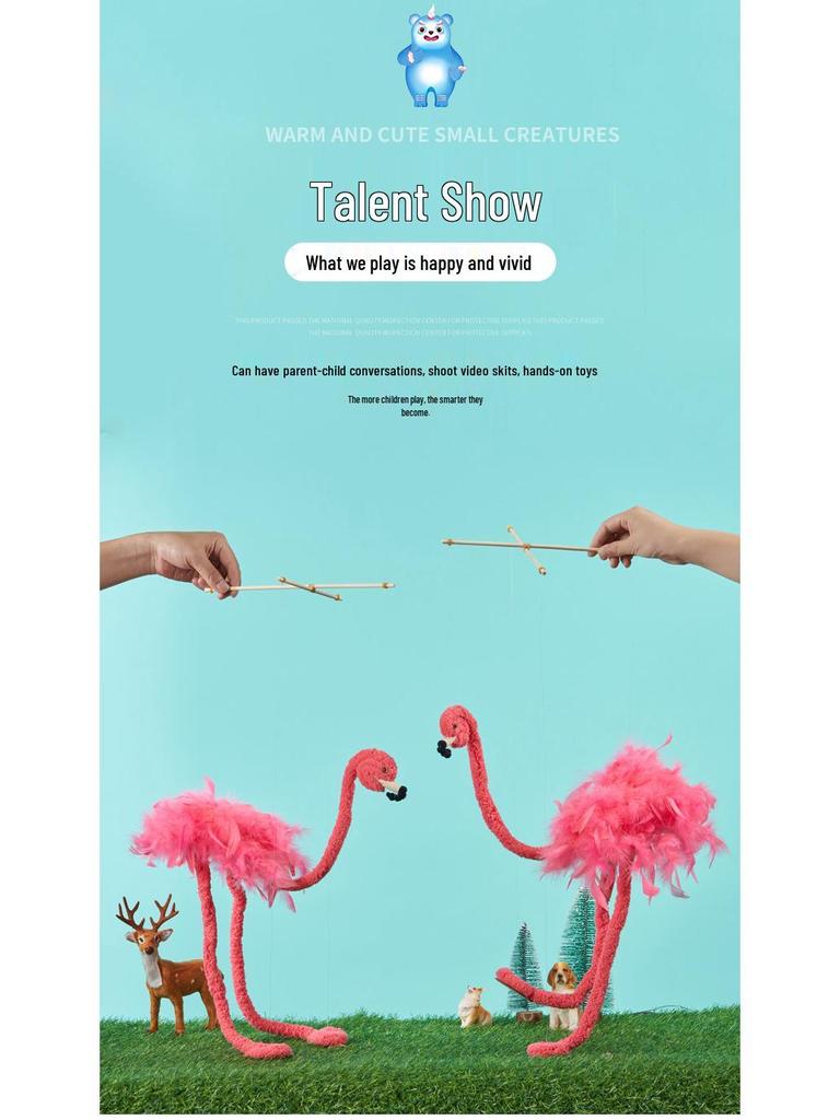 Flamingo Creative Novel Handmade Wooden String Puppet Toy