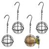4pcs Wildlife Finch Home Garden Fat Ball Black Iron Rustproof For Outdoor Hanging Sparrow Bird Feeder With 4 Hooks Robin