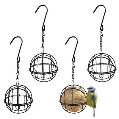 4 szt. Wildlife Finch Home Garden Fat Ball Czarny żelazo nierdzewny do zawieszenia na zewnątrz karmnik dla ptaków Sparrow z 4 haczykami Robin