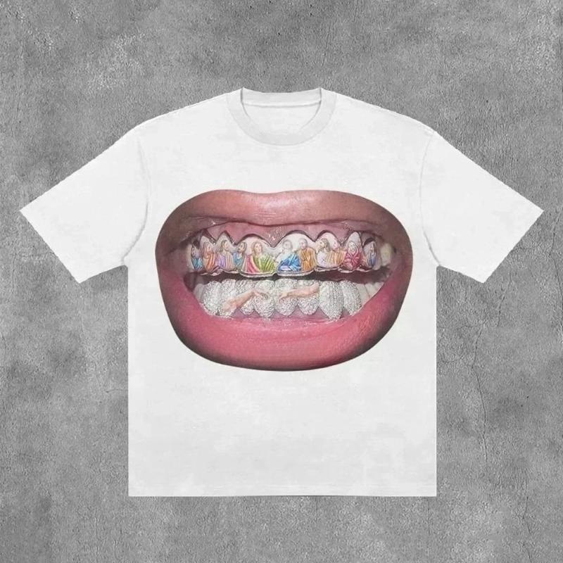 Streetwear Vintage T-Shirts Y2K Kleidung Herren Damen Harajuku Hip Hop Cartoon Grafik Übergroße T-Shirts Baumwolle Kurzarm Tops