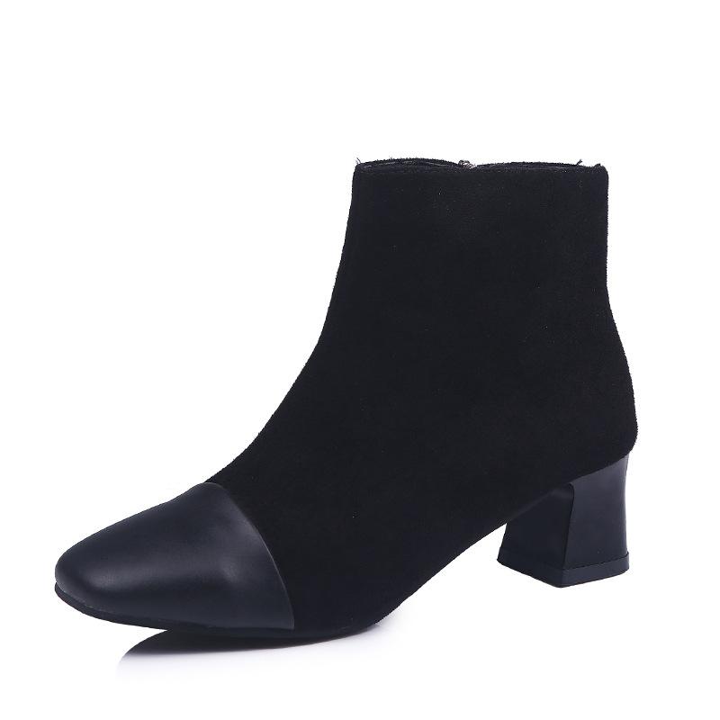 Leather Low Heel Boots Women Motorcycle Boots Autumn Shoes Women Patent Leather Ankle Boots Zapatos De Mujer 653