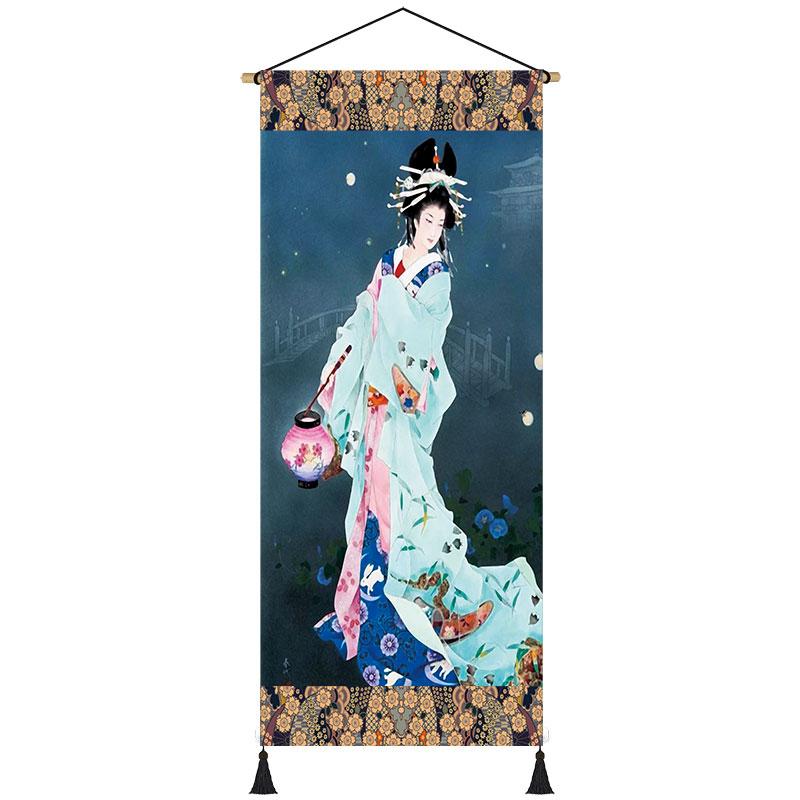 

Ретро настенное искусство холст картины винтаж японская гейша кимоно укиё-э женщина постер ресторан дом гостиная подвесная картина 30x80cm