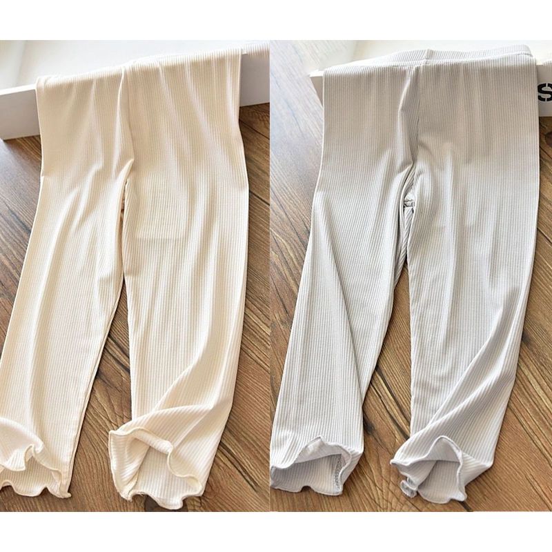 Girls' Mosquito Proof Pants with Fungus Edge Elastic Ice Silk Breathable Slim Fit Leggings for Children and Babies, Thin Pants for Summer