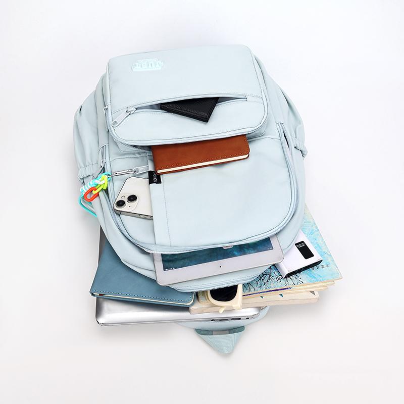 Large Capacity Student Schoolbag Women's Solid Color Backpack Multi-compartment Travel Backpack