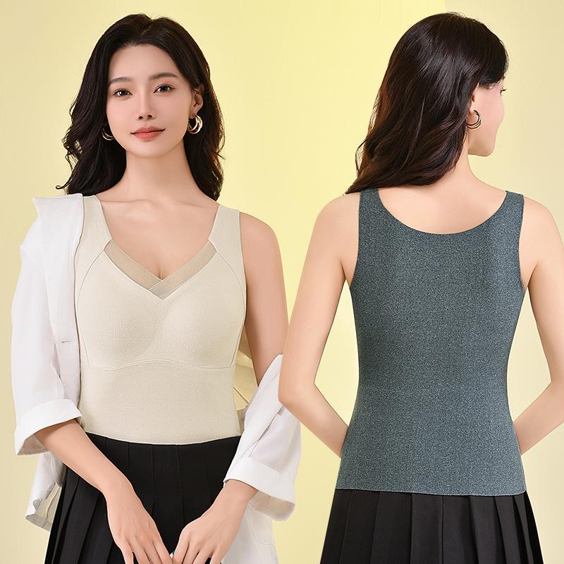 Damska kamizelka termiczna z aksamitu grafenowego z wszytymi miseczkami