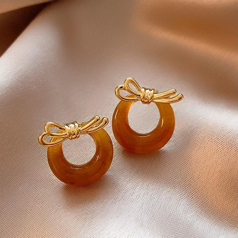 Dámské náušnice BLINGBAY Maillard Tiger Eye Stone Geometrické náušnice Módní Lehké Luxusní Retro Náušnice Špičkové univerzální náušnice Šperky Dárky