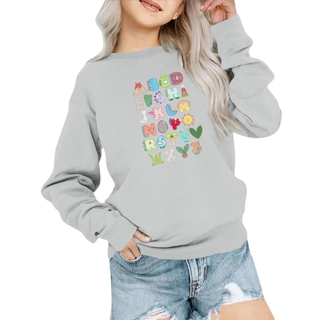 Kids' Fashion Loose-Fit Casual Long-Sleeve Christmas Print Oversized Crewneck Sweatshirt