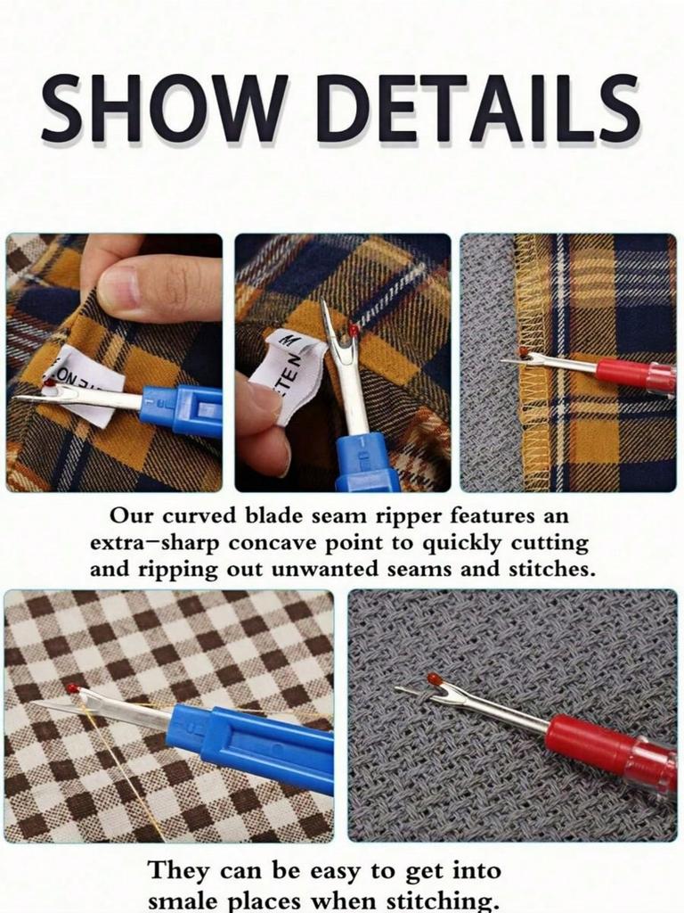 Set da 4 Pezzi in Acciaio Inossidabile per Scucire, Include Scucitore Colorato, Scucitore e Forbici Tagliafilo per la Rimozione delle Cuciture