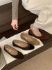 French Retro Style Splicing Flat-soled Single Shoes Women's 2025 New Maillard Fashion Versatile Soft-soled Shallow-mouth Grandma Shoes