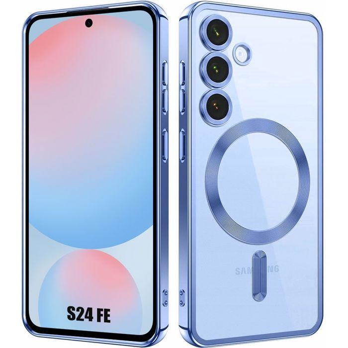 Coque pour Samsung Galaxy S24 FE - avec Protection Objectif Cercle Magnétique - Bleu - BOOLING®