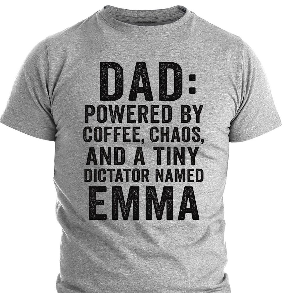 Custom Name Dad Shirt – Funny Father’s Day Gift from Kids – Coffee, Chaos, and