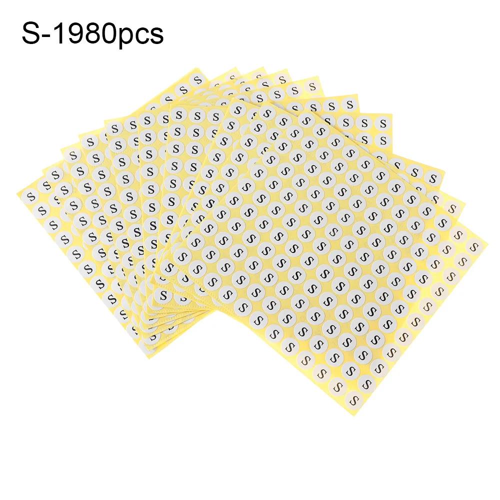 500/1980pcs paper self-adhesive size labels for clothing Garment Shoes Size Sticker tags sticker size label XS/S/M/L/XL size