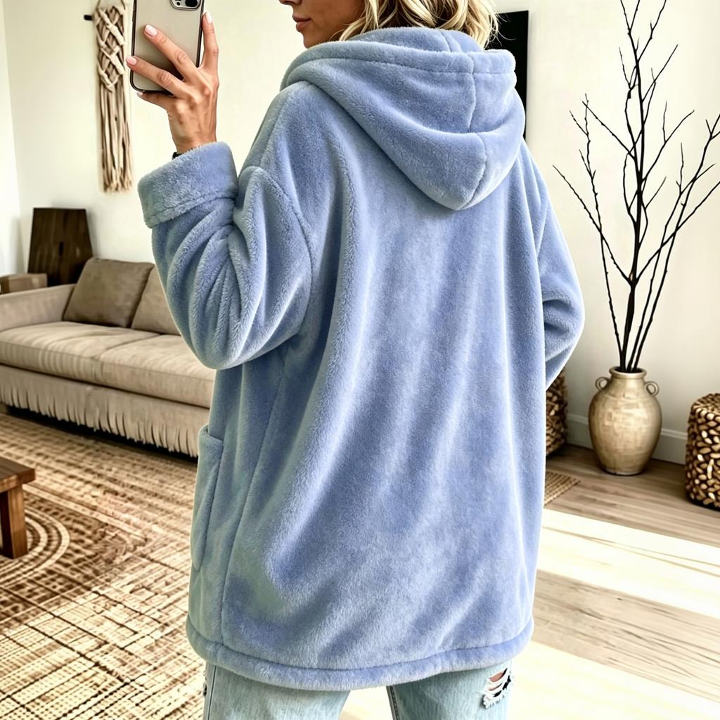 Women's Hooded Cardigan Loose Fit Oversized Open-Front Jacket
