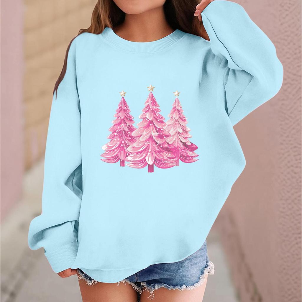 Children's Fashionable Casual Long-sleeved Loose Christmas Print Pullover Sweatshirt