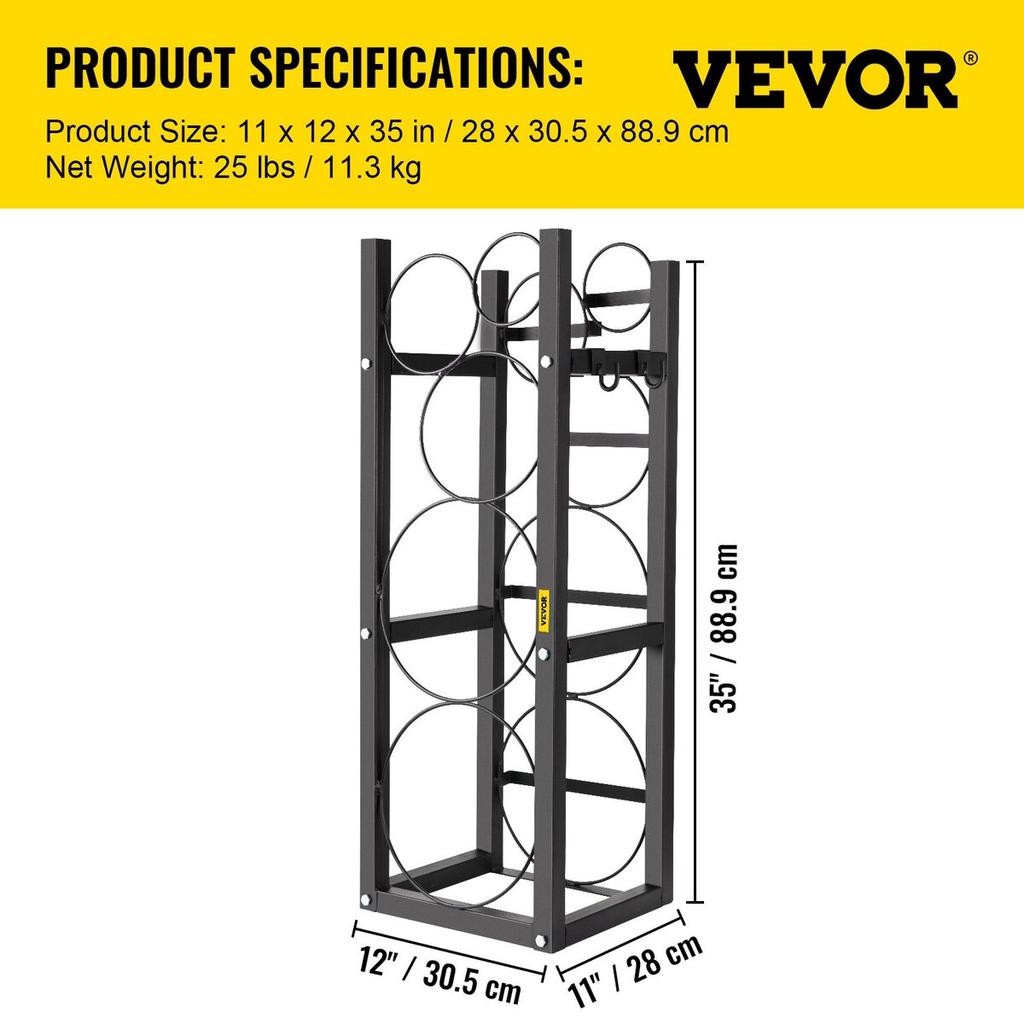 Refrigerant Tank Rack Cylinder Tank Rack with 2-30lb and 3 Small Bottles
