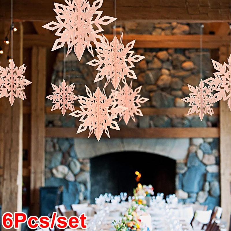 6Pcs 3D Snowflakes Christmas Decorations Snowflake Decoration Hanging Snowflakes