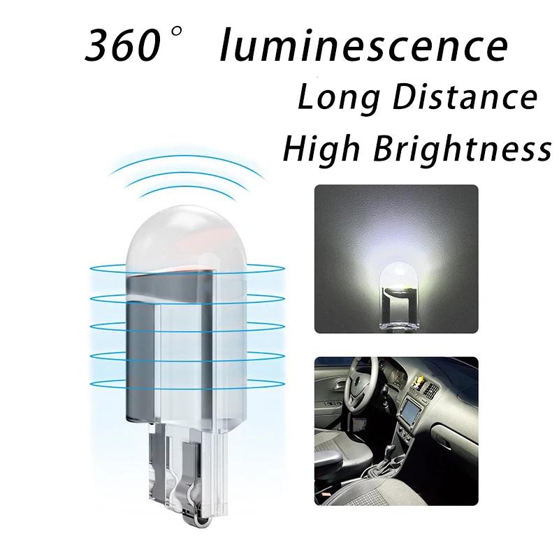 10/50 Pcs COB Glass LED Bulb T10 Car Light 6000K Auto License Plate Lamp Dome Read Light 5W5 LED Signal Light 7 Colors