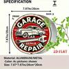 Vintage Metal Tin Sign Retro Garage Wall Art 2D Round Rustic Decor Car Tools Illustration Man Cave Workshop