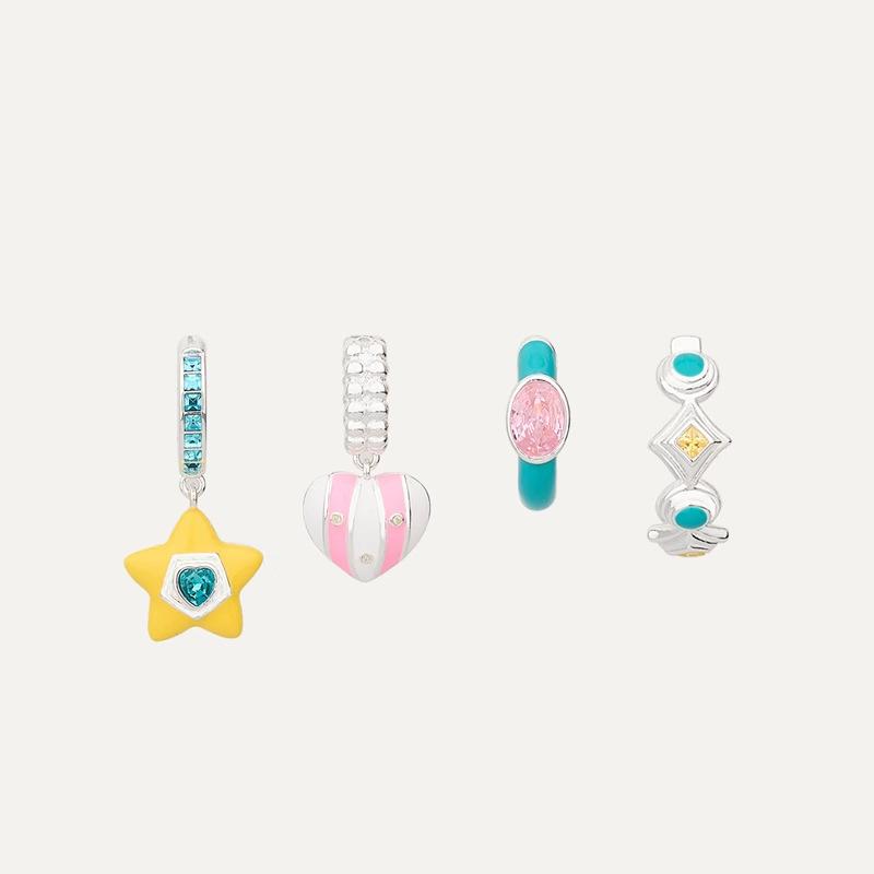 

Капающий циркон Любовь Геометрические ушные пряжки Модные милые Высококлассные серьги Женские свежие универсальные серьги