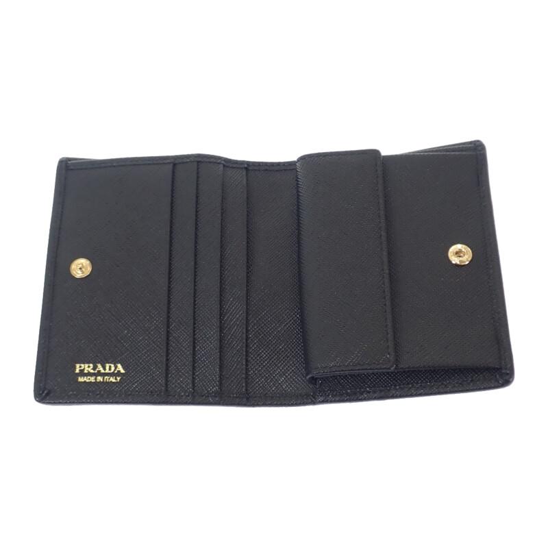 Prada 1MV204 Bifold Wallet Black Safiano/Nylon Women