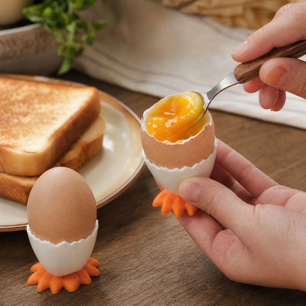 Plastic Egg Cup with Fun Design, High Base Egg Tray for Kitchen Storage and Serving