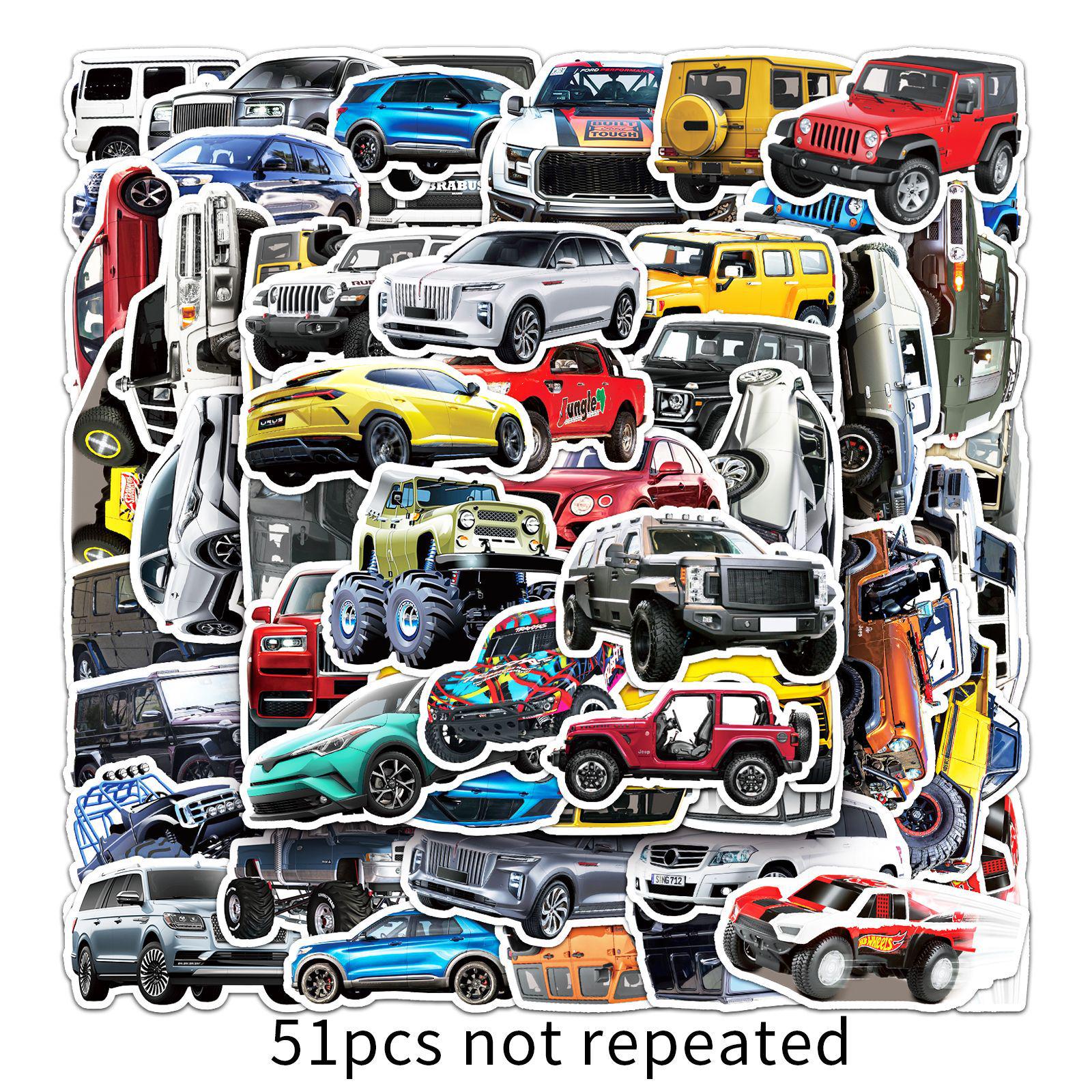 51-Piece SUV Off-road Graffiti Cartoon Stickers for Suitcases, Laptops, and Scooters