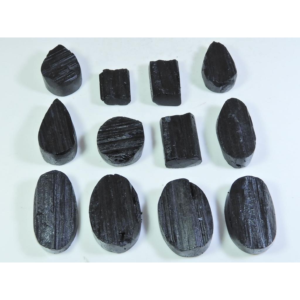 451Cts. Natural Black Tourmaline Mix Shape Cabochon Loose Gemstone 12Pcs Lot C-330