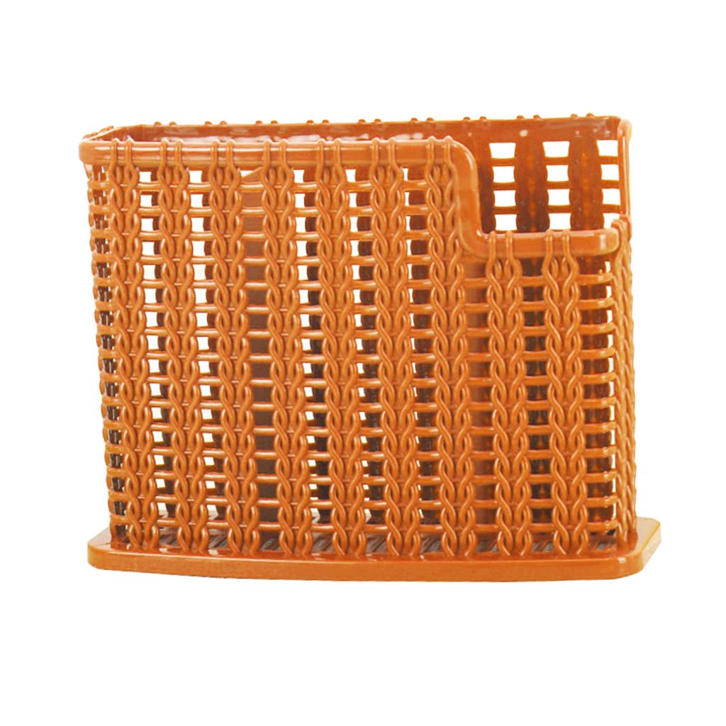 Rattan Weaving Drain Chopsticks Cage Three Compartments Multifunctional Cutlery Hollow Drainer
