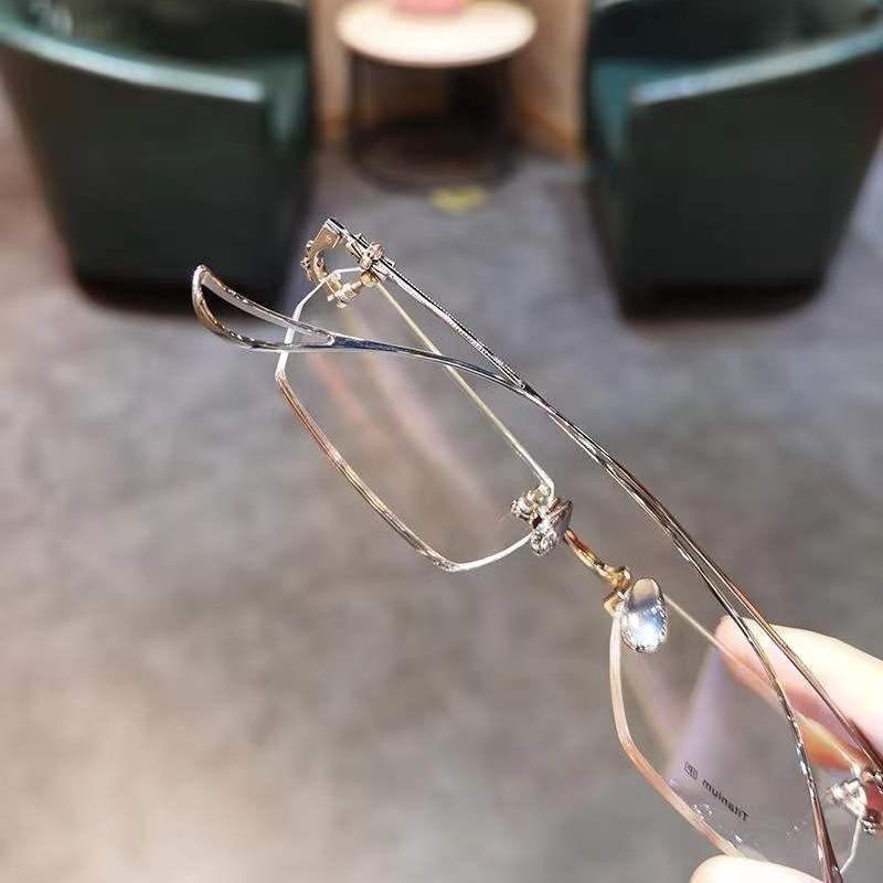 Rahmenlose Myopiebrille für Herren, ultraleichte Brille mit Anti-Blaulicht-Finish, Metallrahmen, Nahsichtbrille, Dioptrien 0 bis -4,0