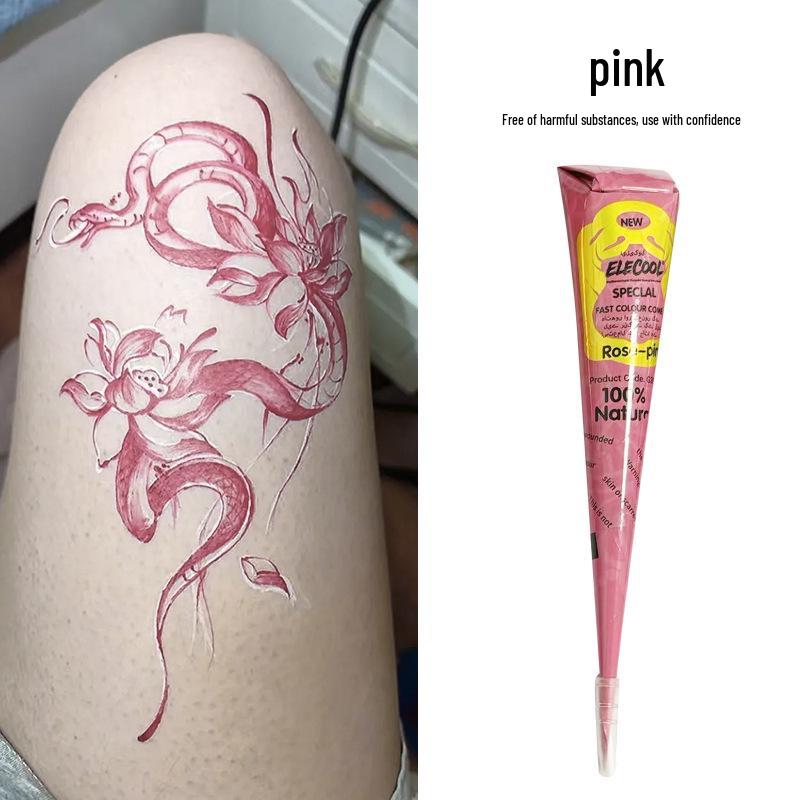Henna Flower Tattoo Cream: Waterproof, Semi-Concealing, Hand-Painted Pigments