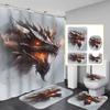 4pcs Dark Dragon Printed Shower Curtain Set, Bathroom Decor Kit Includes High Quality Liner with Non-Slip Mat & Toilet Cover